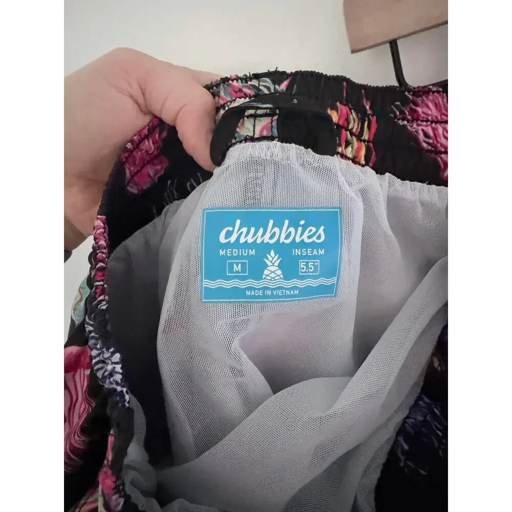 Chubbies Don't Be Jellies Neon Multicolor Jellyfish Print 5.5”Swim Trunks-Size M